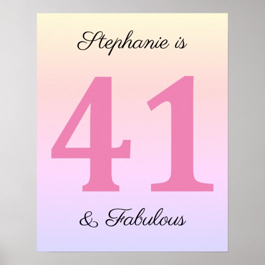 41誕生日ピンク41と素晴らしい名前 ポスター (正面)