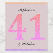 41誕生日フォーティワンファブラス赤面ピンクカスタム ワインラベル (シングルラベル)