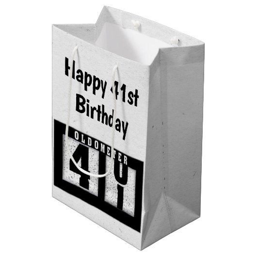 41誕生日ブラックオドメータ ミディアムペーパーバッグ (正面アングル)