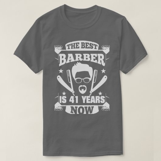41誕生日プレゼント理容師41年バーバーショップ Tシャツ (デザイン正面)