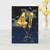 41誕生日金ゴールドマイラーバルーンと紙吹雪カード カード (黄色い花)