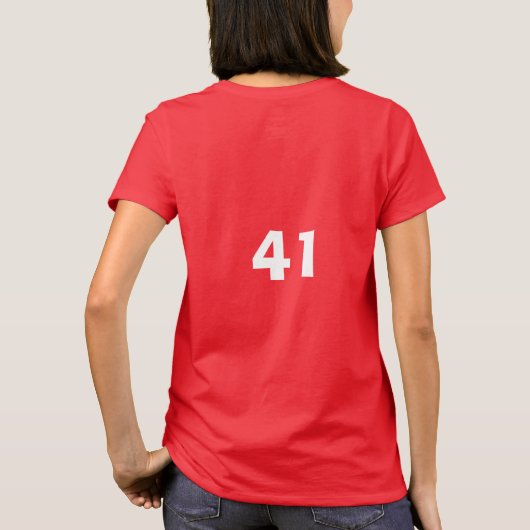 41誕生日41赤いカスタム年齢ギフトかわいい Tシャツ (裏面)