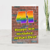 41誕生日:おもしろいグラフィティインスパイアレインボー41 カード (正面)