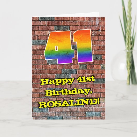 41誕生日:おもしろいグラフィティインスパイアレインボー41 カード (正面)