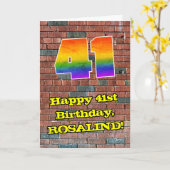 41誕生日:おもしろいグラフィティインスパイアレインボー41 カード (黄色い花)