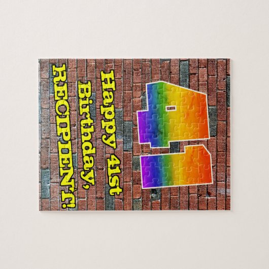 41誕生日:おもしろいグラフィティインスパイアレインボー41 ジグソーパズル (横)