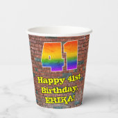 41誕生日:おもしろいグラフィティインスパイアレインボー41 紙コップ (裏面)
