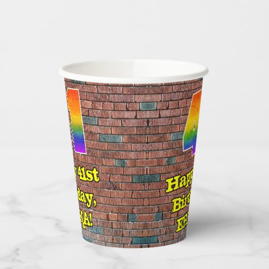 41誕生日:おもしろいグラフィティインスパイアレインボー41 紙コップ (左)