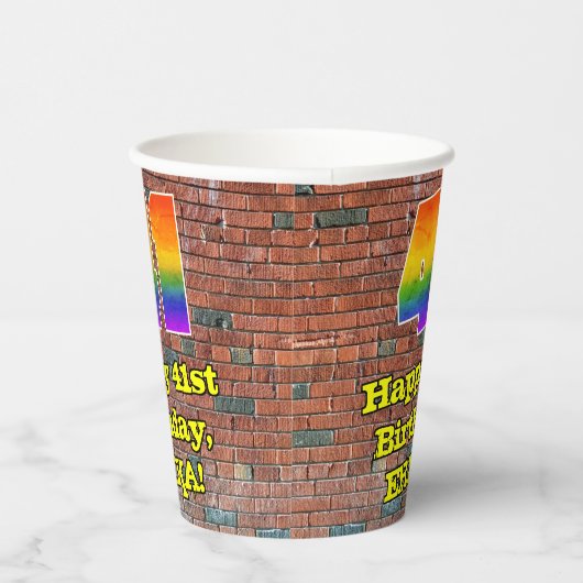 41誕生日:おもしろいグラフィティインスパイアレインボー41 紙コップ (右)