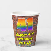 41誕生日:おもしろいグラフィティインスパイアレインボー41 紙コップ (正面)