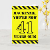 41誕生日:おもしろいステンシルスタイル文字、名前をカスタムする カード (黄色い花)