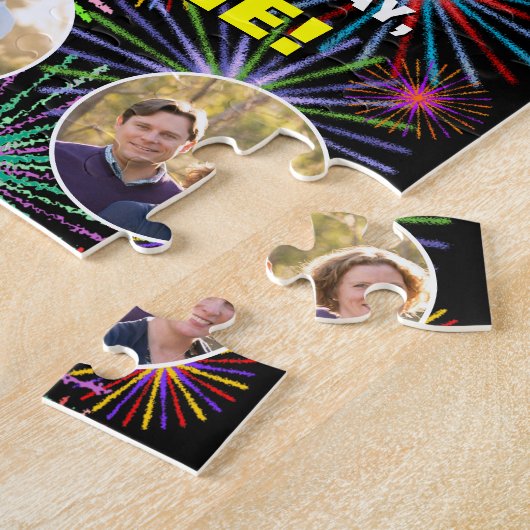 41誕生日:おもしろいレインボー#、名前をカスタムする+写真 ジグソーパズル (側面)