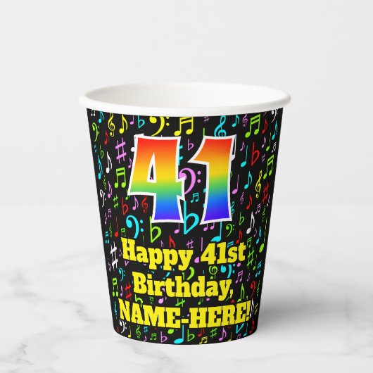 41誕生日:おもしろい音楽ノートPattern, Rainbow 41 紙コップ (正面)