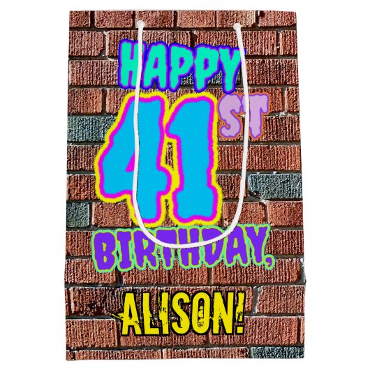 41誕生日:おもしろい、アーバングラフィティインスパイアルック ミディアムペーパーバッグ (裏面)