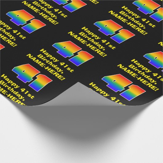 41誕生日:おもしろい、カラフルレインボーインスパイア# 41 ラッピングペーパー (角)