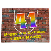 41誕生日:おもしろい、グラフィティインスパイアレインボーー# 41 ラージペーパーバッグ (正面)