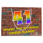 41誕生日:おもしろい、グラフィティインスパイアレインボーー# 41 ラージペーパーバッグ (裏面)