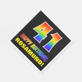 41誕生日:はっきりした、おもしろい、シンプル虹、虹41 スタンダードランチョンナプキン (角)