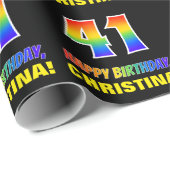 41誕生日:はっきりした、おもしろい、シンプル虹、虹41 ラッピングペーパー (ロールコーナー)