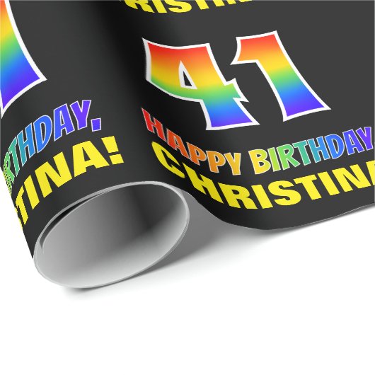 41誕生日:はっきりした、おもしろい、シンプル虹、虹41 ラッピングペーパー (ロールコーナー)