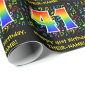 41誕生日:カラフルMusic Symbols, Rainbow 41 ラッピングペーパー (ロールコーナー)
