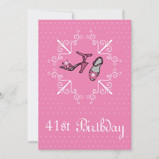 41誕生日、ピンクシューズ、招待状 招待状 (正面)