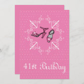 41誕生日、ピンクシューズ、招待状 招待状 (正面/裏面)