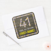 41誕生日:フローラ番号、フェイク木目、名前 スクエアシール (封筒)