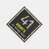 41誕生日:フローラ花数、名前をカスタムする スタンダードランチョンナプキン (角)