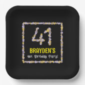 41誕生日:フローラ花数、名前をカスタムする ペーパープレート (正面)