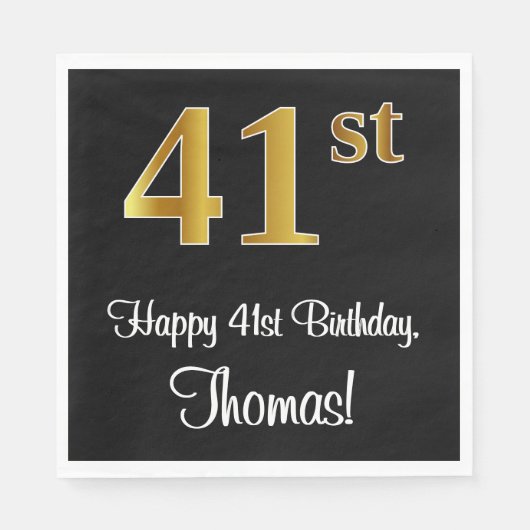 41誕生日~ラグジュアリーエレガントなフェイク金ゴールドルック# スタンダードランチョンナプキン (正面)