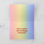41誕生日：レインボー文字カスタム、写真&名前 カード (内部)