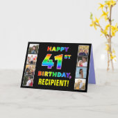 41誕生日:レインボー文字カスタム、写真&名前 カード (黄色い花)