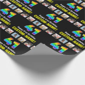 41誕生日:レインボー「41」、写真カスタムと名前 ラッピングペーパー (角)