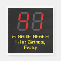 41誕生日：レッドデジタルクロックスタイル「41」 +名前