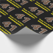 41誕生日:名前フェイク&木目パターン「41」 ラッピングペーパー (角)