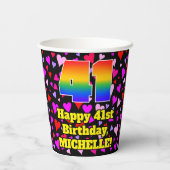 41誕生日:愛するハートパターン、虹41 紙コップ (裏面)