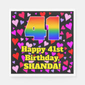 41誕生日:愛するハートパターン、虹# 41 スタンダードランチョンナプキン (正面)