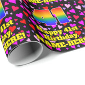 41誕生日:愛するハートパターン、虹# 41 ラッピングペーパー (ロールコーナー)