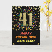 41誕生日Fireworks虹金ゴールドおもしろい カード (黄色い花)