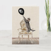 41誕生日Tabby Cat on Chair Card カード (正面)