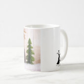 4149グリッターの木々に鹿と雪を コーヒーマグカップ (正面右)