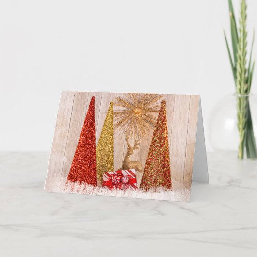 4149 – トナカイと現在のクリスマスツリー シーズンカード (正面)