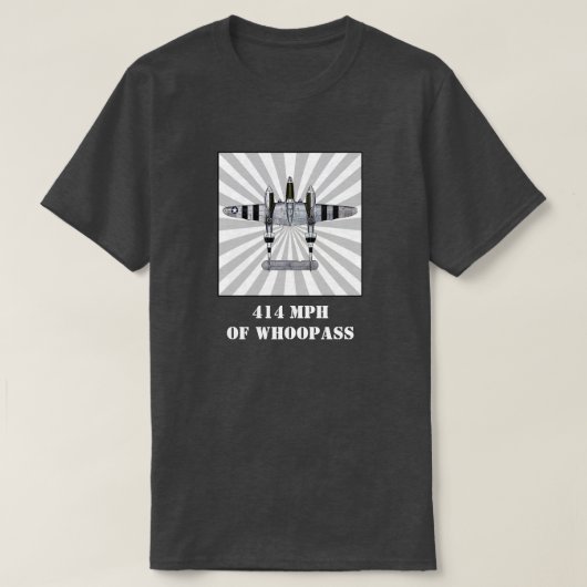 414 MPH of Whoopass - P-38稲妻 Tシャツ (デザイン正面)