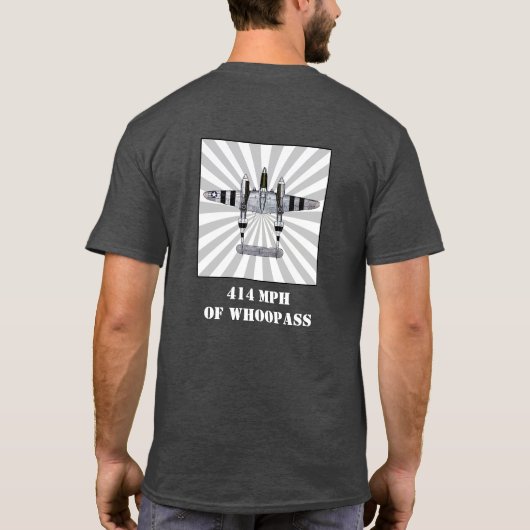 414 MPH of Whoopass - P-38稲妻 Tシャツ (裏面)