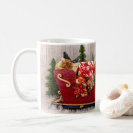 4197-グリッターそりとプレゼントと雪の木 コーヒーマグカップ