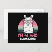 41 Year Old Bday Llamazing 41st Birthday Llama ポストカード (正面/裏面)