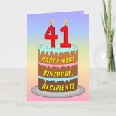 41st Birthday — Fun Cake & Candles, w/ Custom Name カード (正面)