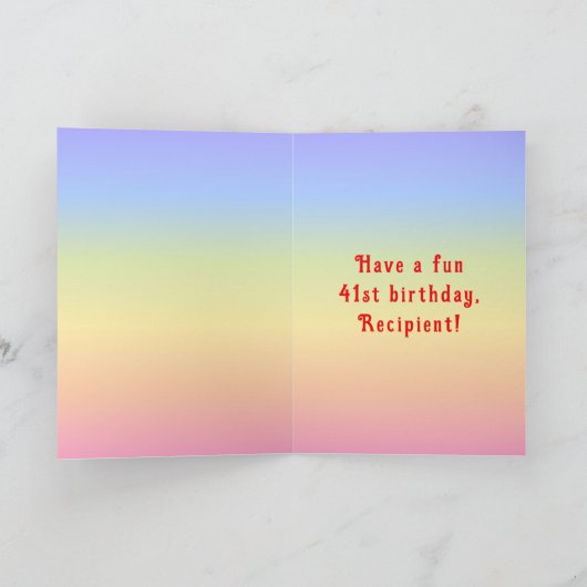 41st Birthday — Fun Cake & Candles, w/ Custom Name カード (内部)