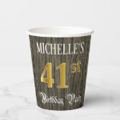 41st Birthday Party — Faux Gold & Faux Wood Looks 紙コップ (裏面)